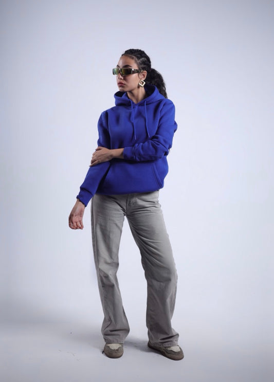 Oversized Blue Basic Hoodie