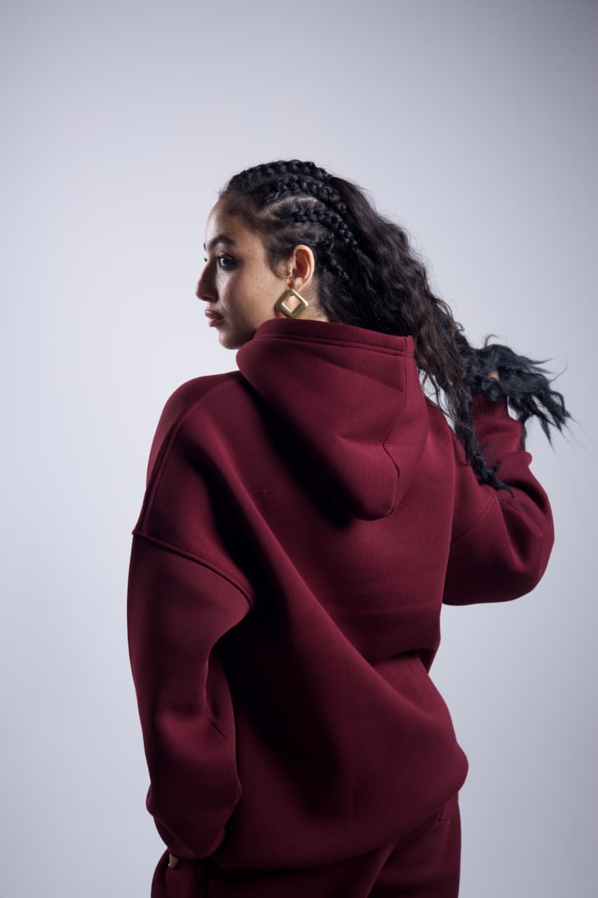Premium Burgundy Oversized Basic Hoodie
